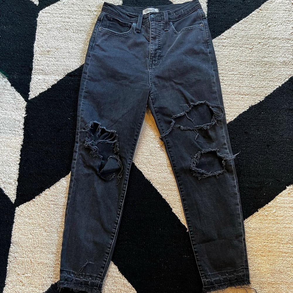 Madewell Black Distressed “The Momjean”